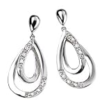 9ct White Gold And Diamond Elements Drop Earrings