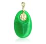 14 KT Yellow Gold & Green Jade Chinese Prosperity Sign Motif Pendant 14k Charm