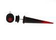 Fake Acrylic Taper - Black and Red with Red Star Logo - 16g Wire Stud - 0 Gauge - 47.5mm Length - Sold as a Pair