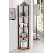 Furinno 5 Tier Corner Rack Bookcase Shelves Shelf Display Stand Rack for Multmiedia CD DVD, Display, Book - No Tool Assembly - Light Cherry Finish, 99811