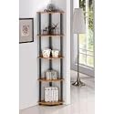 Furinno 5 Tier Corner Rack Bookcase Shelves Shelf Display Stand Rack for Multmiedia CD DVD, Display, Book - No Tool Assembly - Light Cherry Finish, 99811
