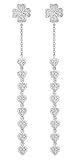 14K White Gold Diamond Heart Earrings