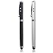 Stylus Pen [2 Pcs], Multi-Function Universal Touch Screen Stylus + Ballpoint Pen + LED Flashlight For Smartphone/Tablets iPad iPhone Samsung etc [Black + Silver]
