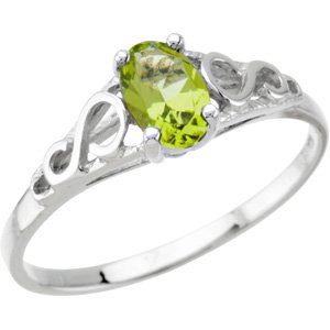 August 14K White Gold Teen Imitation Birthstone Ring