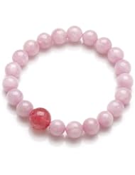 Honeystore Girls Kunzite Strawberry Quartz Stretch Beacelet Color Pink Red Length 14 cm
