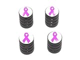 Breast Cancer Ribbon - Tire Rim Valve Stem Caps - Black