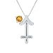 Sterling Silver Citrine and Diamond Sagittarius Pendant (0.005 cttw, I-J Color, I2 Clarity), 18