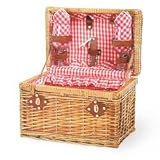 Picnic Time Chardonnay 13in. Willow Basket w/ Wine Service For 2 (Hunter Green)
