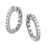 14k White Gold & Diamond In & Out Hoop Earrings (1.50ctw)