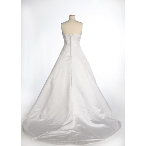 White Satin Strapless Wedding Gown