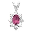 14K White Gold Rhodolite Garnet and Diamond Pendant