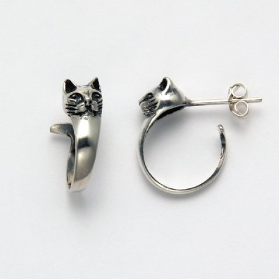 Cat Head Hoop Earrings
