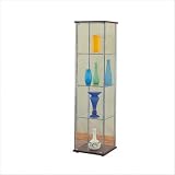 Modern Contemporary Glass Curio Cabinet w/Cappuccino Top & Bottom