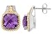 7 Carat Amethyst and Diamond 14K Yellow Gold and Sterling Silver Earrings