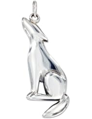 Sterling Silver High Polish Silhouette Of Howling Wolf Charm