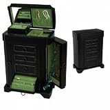 Phoebe Black Distressed Finish Upright Jewelry Box (Black) (13.25"H x 10.125"W x 5.5"D)