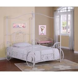 princess canopy beds for girls Princess Emily White Carriage Canopy Bed (Full)
