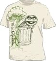 Sesame Street Oscar the Grouch THINK GREEN graphic Tee T-Shirt Cream