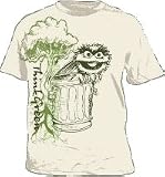 Sesame Street Oscar the Grouch THINK GREEN graphic Tee T-Shirt Cream