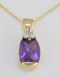 14K Cushion Cut Amethyst And Diamond Pendant