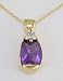 14K Cushion Cut Amethyst And Diamond Pendant