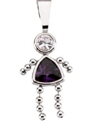 Genuine Ibiza 14K White Gold Girl Pendant With Cz & Tril Birth February Tation Birthstone Grams 0.7.100% Satisfaction Guaranteed.