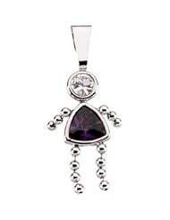 Genuine IceCarats Designer Jewelry Gift 14K White Gold Girl Pen W/Cz & Tril Imi Birth. February Girl Pendant With Imitation Birthstone Girl Pen W/Cz & Tril Imi Birth In 14K White Gold