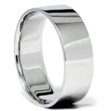 Flat 7 MM Solid 950 Platinum Comfort Fit Plain Shiny Mens WIDE Wedding Ring Band
