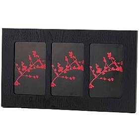 Rustic WOOD GRAIN black triple frame by SIXTREES - 4x6