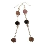 Quartz Earrings 21 Dangle Rainbow Obsidian Black Lilac Purple Crystal Healing Gemstone 3.5