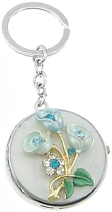 Blue Tulip Round Keychain Watch - Small Watch Keychain