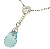 Ladies Blue Topaz Pendant w/ Diamond on Chain .03cttw