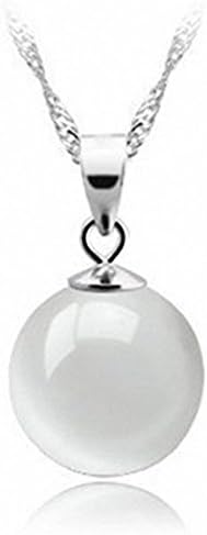 opal pull through Jewelry clear Silver Opal Cat's Eye Stone Round Ball Shape Necklace Pendant