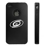 Apple iPhone 4 4S 4G Black Aluminum & Silicone Case Carolina Hurricanes
