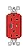 USB Receptacle, Hospital Grade, PlugTail Series, 20 A, 125 V, 2 Ports, USB Type A, USB Type C