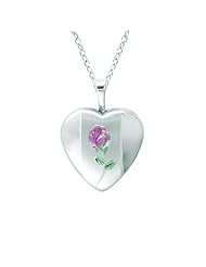 Sterling Silver Heart Shaped Flower Locket