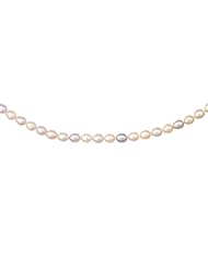 14K Yellow Gold 07" Oval White Pearl Bracelet With Fish Clasp