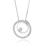 1/3 Carat. Circles of Love Diamond & Sterling Silver Pendant w/ 18 Chain