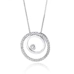 1/3 Carat. "Circles of Love" Diamond & Sterling Silver Pendant w/ 18" Chain