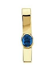 18K Yellow Gold Oval Cut Chatham Created Sapphire Pendant -- LIFETIME WARRANTY