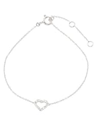 .06 ct tw Diamond Heart 7" Bracelet in 14k White Gold