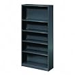 HON Metal Bookcase, 5 Shelves, 34-1/2 W by 12-5/8 W by 71 H, Black