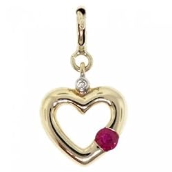 Ruby & Diamond Dangle Heart Charm or Pendant in 14K Gold - Spring Clasp