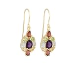 18k Yellow Gold Plated Sterling Silver Genuine Multi-Gemstone Oval Dangle Wire Earrings