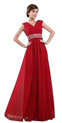 Chiffon Cowl Neck Beaded Prom Dress 
