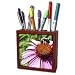 Patricia Sanders Flowers - Purple Coneflower with Bumble Bee - Tile Pen Holders-5 inch tile pen holder