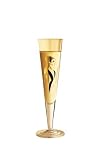 Champagne Glass, Champus, Silhouette, Designer Gold Silver Champagne Flute w/ Napkin in Gift Box