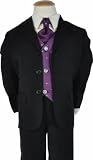 5-Piece Boys Black&Purple Suit