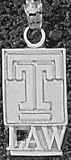 Temple Owls Solid Sterling Silver ''T'' School Of Law 5/8'' Pendant