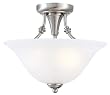 Hardware House 544676 Bristol 13-by-11-Inch 2-Light Semi-Flush Ceiling Fixture with Brushed-Nickel Finish and Alabaster-Glass Shade